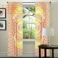 Mandala Handmade Window Door Arched Curtain Blue Wall Mount Twin Tapestry