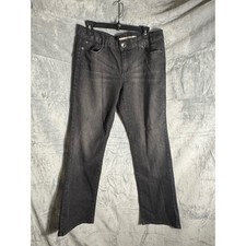 DKNY Jeans Womens Charcoal Gray Straight Leg Denim Pants Whiskered Size 14