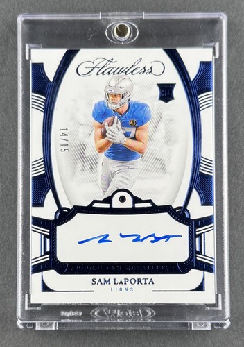 Sam LaPorta 2023 Flawless Rookie Gem Signatures Sapphire On Card Auto /15 - Bild 4 von 5
