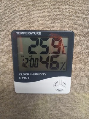 HTC-1 Digital Thermometer Humidity & Clock Measurement Device -