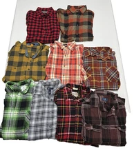 Flannel Shirts Mens Size Medium Button Down Lot of 9 Mixed Brands Outdoor