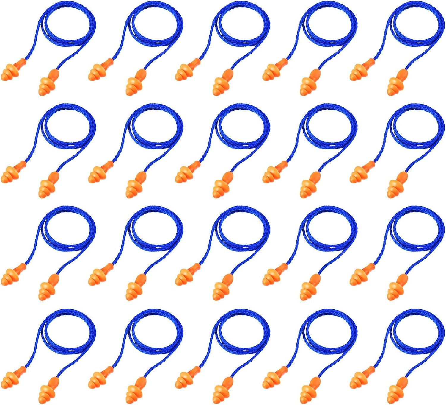 20 Pairs Corded Ear Plugs Reusable Silicone Earplugs with String Banded Sleep