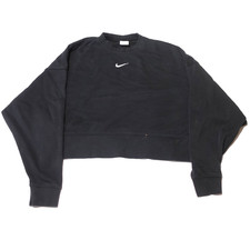 Nike Crewneck Sweatshirt Womens XS Black Center Check Swoosh Pullover Cropped