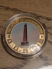 2013 Cook Islands $1 Coin Treasures Of Ancient Egypt Obelisk Gold Plated No CoA