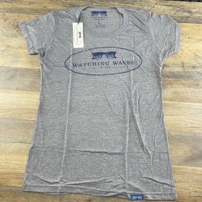 Watching Waves Sz Large Womens Gray Tee Shirt Top Private Selection Apparel
