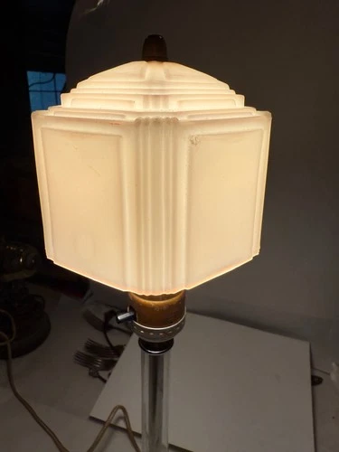 Vintage Art Deco Boudoir Milk Glass Shade Lamp Shade clip on bulb