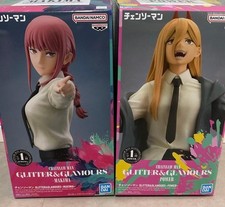 lot of 2 Chainsaw Man GLITTER  GLAMOURS Figure Power  Makima With Box