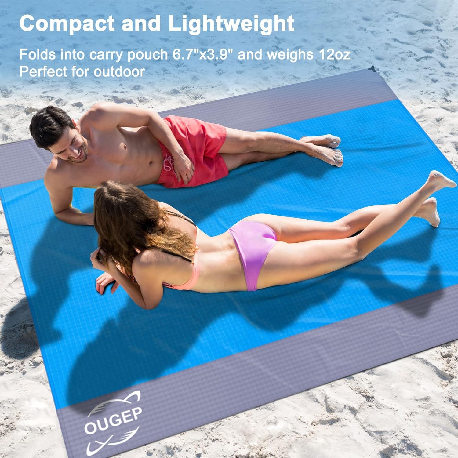 Couverture de plage anti-sable avec fixations tapis imperméable léger