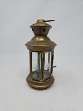 Brass & Etched Glass Panes Hexagon Candle Hol...