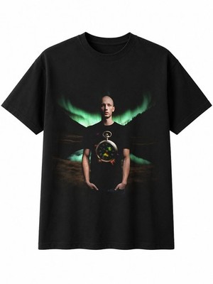 Doppelbelichtung Taschenuhr Aurora Vintage Herren T-Shirt schwarz 100% Baumwolle