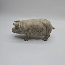 Vintage Decorative Cast Iron Small White Pig Figurine Statue