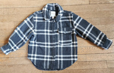 Cat Jack Boys Shirt Jac Size xs 4-5 Gray White Plaid Snap Button Jacket