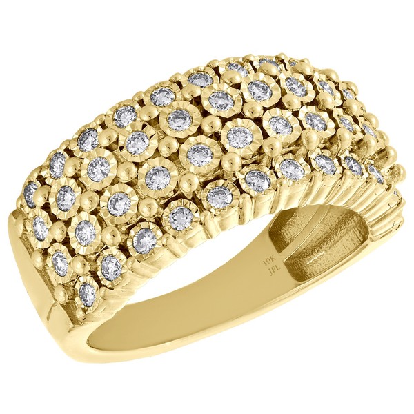 10K Gelbgold Herren Diamant Miracle Set Ring Pinky 0,92 Ct, 11Mm-image