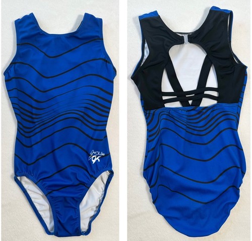 Jordan Chiles GK Elite LEOTARD Gymnastics BLUE STRIKE Strappy Back TANK Leo  AS
