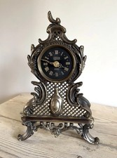 Predom Metron Brass Mantel Clock Rococo Style Quartz Movement WORKING