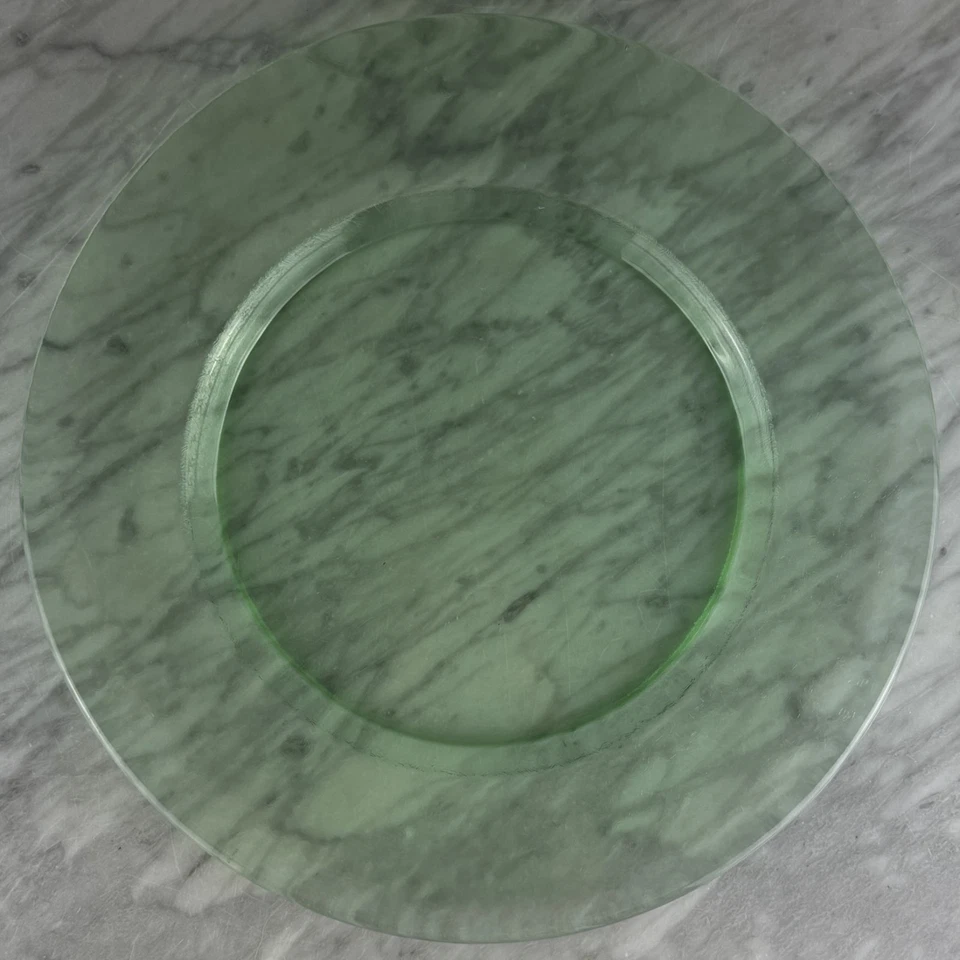 "Juego de 6 cargadores de vidrio pesado verde vintage vacaciones Acción de Gracias Navidad 13""" Foto 4 de 4