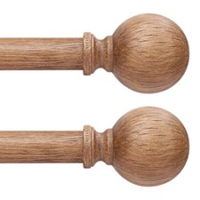 2 Pack Wood Curtain Rods for Windows 48 to 84 Inch, 1 Inch Boho Decorative Vinta