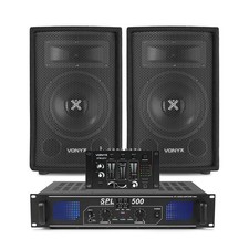 Vonyx 8" PA Speakers + Amplifier + DJ Mixer + Cables System 800 Watt UK Stock