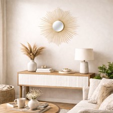 Exclusiver Wandspiegel Dekospiegel Spiegel Sonnenspiegel Metall Gold Ø65cm