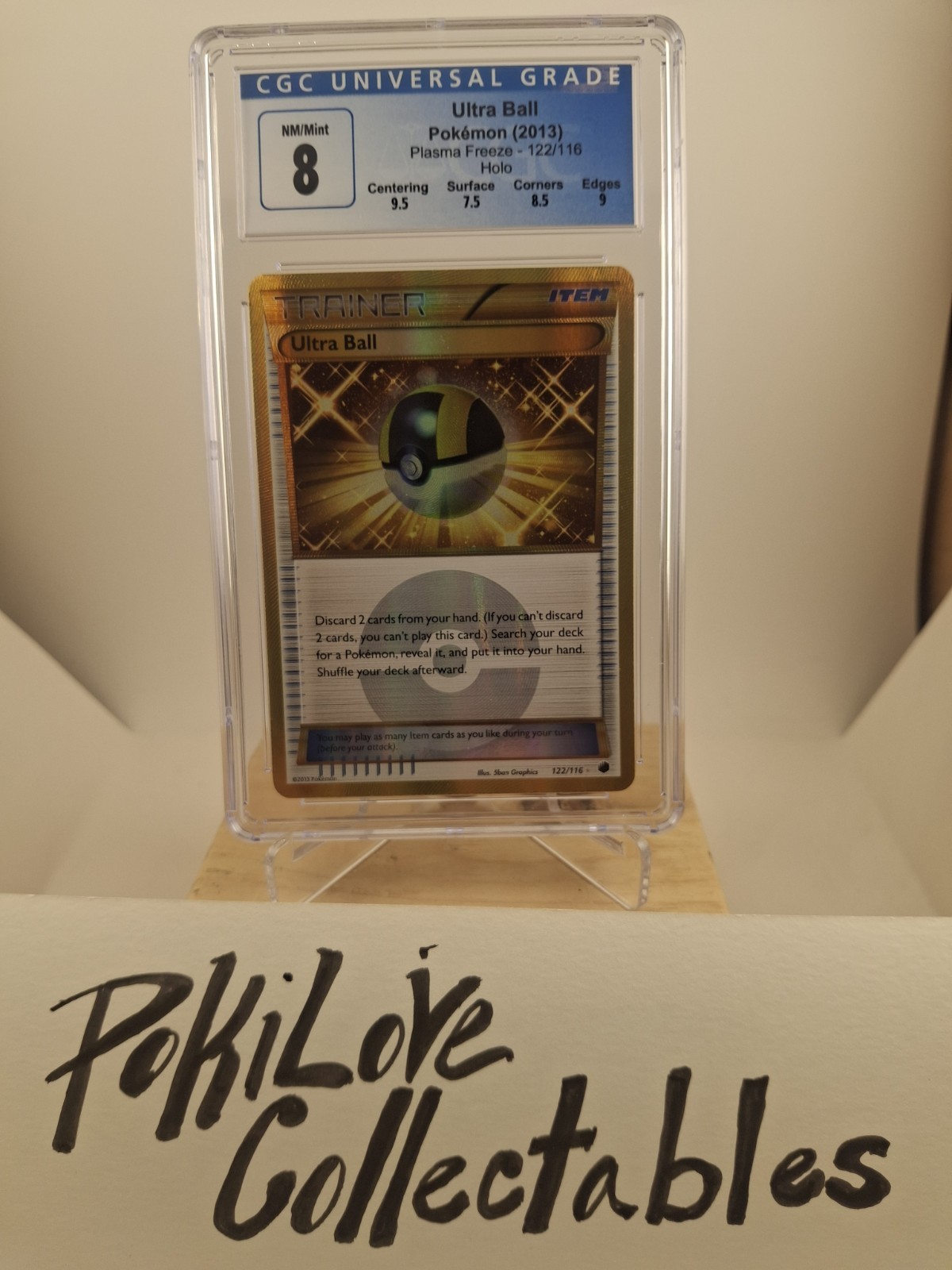 CGC8 Ultra Ball 122/119 Gold Secret Rare Pokemon Black & White Plasma Freeze
