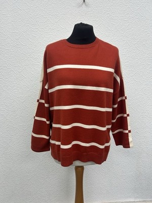 Marla Wynne Größe S Pullover Damen Streifen Kastig Strick Smart Freizeit Herbst Neu