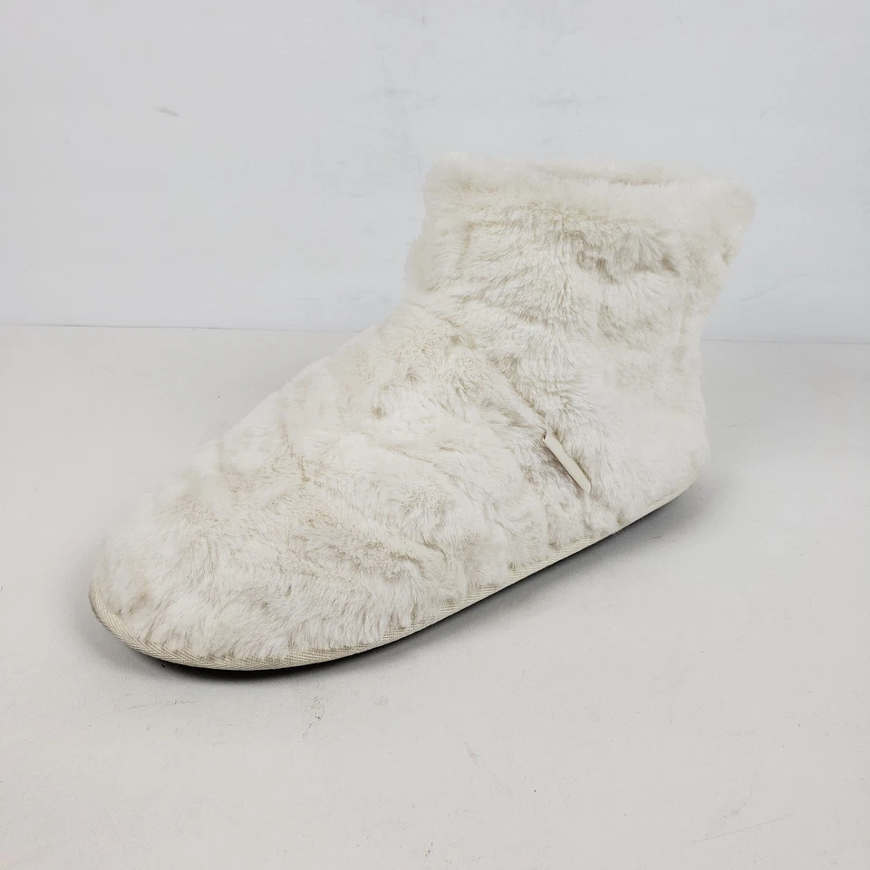 Zapatillas cálidas cómodas sin cordones Muk Luks acogedoras para mujer talla 7 blancas de piel sintética WPL6134 Foto 2 de 4