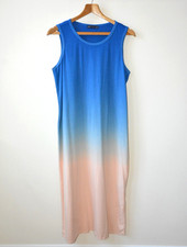 EX M &S BLUE+BLUSH OMBRE SLEEVELESS 100% COTT...