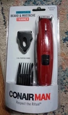 CONAIRMAN Men's Corded Plug-In Beard & Mustache Trimmer with 3 All Purpose Combs