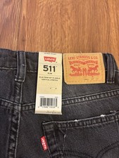 Levi  s 511 Slim Jeans Black Youth Distressed 14 27x27 Stretch NWT