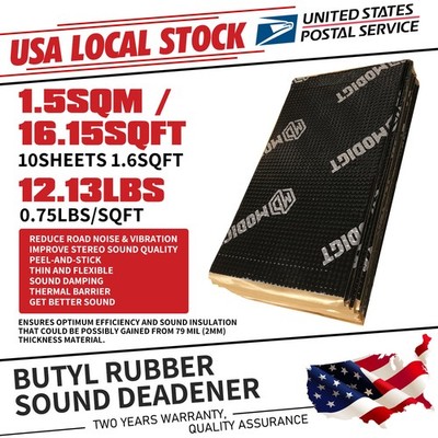 10Sheet 50CM x 30CM 1.5SQM Butyl Rubber Heat Sound Deadener Insulation Damping