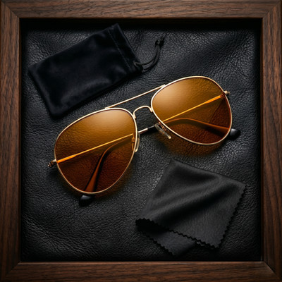 Aviator Fashion Sunglasses HD Amber Lens UV400 Driving Eyewear