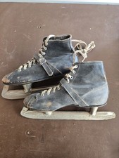 Union Hardware Vintage Ice Skates Black Leather with Buckle Strap