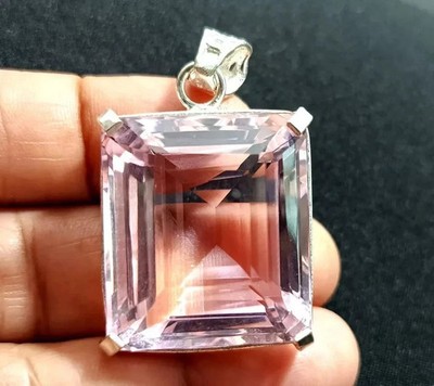 Certified 100 Ct+ Natural Emerald Pink Topaz 925 Solid Silver Pendant Gemstone