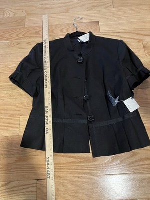 Nordstrom Halogen Black Button Front Top Size L. HA208696MI. Blazer Shirt NWT