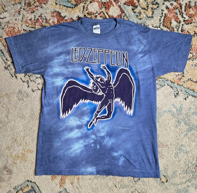 Vtg 80s Led Zeppelin Tie Dye Band Tee Zoso Swan Song 1984 Myth Gem