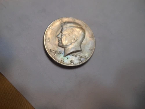 1983 D Kennedy Half Dollar from a BU Bank Roll. TONING! Nice Coin! Free S&H