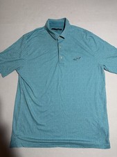 Greg Norman Teal Patterned Golf Polo 3 Button Shirt, Men's Large 112