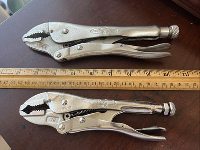 2 Vtg Petersen Irwin Vise Grip Jaw Locking Pliers 10CR 7R USA MADE