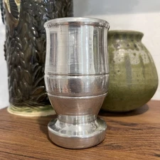 Vintage Yerba Mate Cup Palo Santo Wood Aluminum or Stainless Finish Argentina