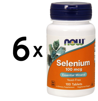 6 x NOW Foods Selenium, 100mcg - 100 tablets (88,07 EUR/kg)