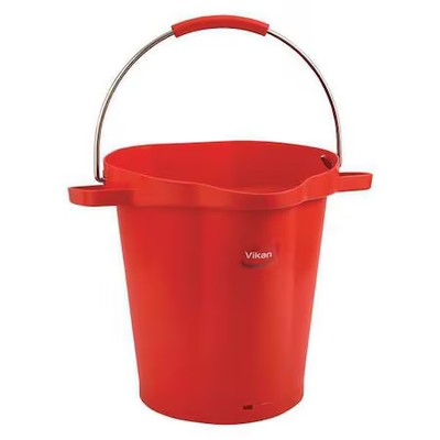 Vikan 56924 5 1/4 Gal Round Bucket, 15 In H, 14 1/8 In Dia, Red,