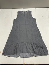 Shein Gray White Check Print Sleeveless Pleated Back Zip Dress Womens Size Large