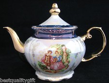 HAAS CZJZEK PORCELAIN ORIGINAL COBALT 24K BLUE TRIM TEAPOT COFFEE POT-48 oz+BOX
