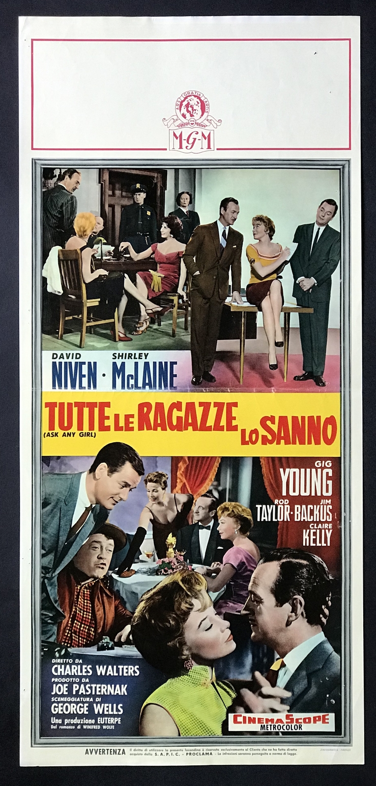 Locandina originale film Tutte le ragazze lo sanno (1959) - Regia di Charles Walters
