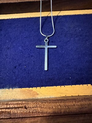 20 inch 925 Sterling Silver rope chain with 2 inch cross pendant 10% to charity