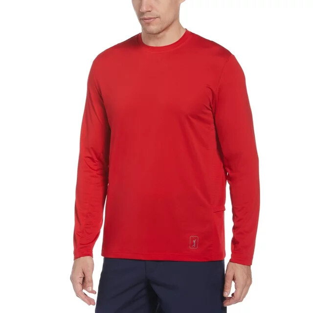 PGA TOUR Men's Tango Red Long Sleeve Performance T-Shirt NEW Medium