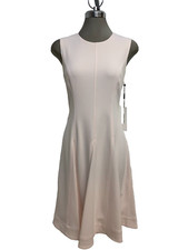 New! Calvin Klein Elegant BLOSSOME Pastel PINK Crepe Fit & Flare Dress size 6
