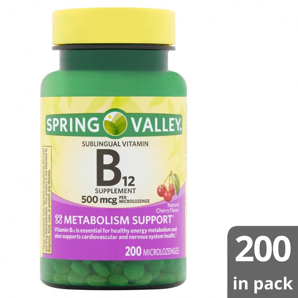 Micropastillas Spring Valley Vitamina B12, 500 Mcg, 200 unidades Foto 3 de 4