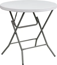 Elon 2.63-Foot round Granite White Plastic Folding Table, White