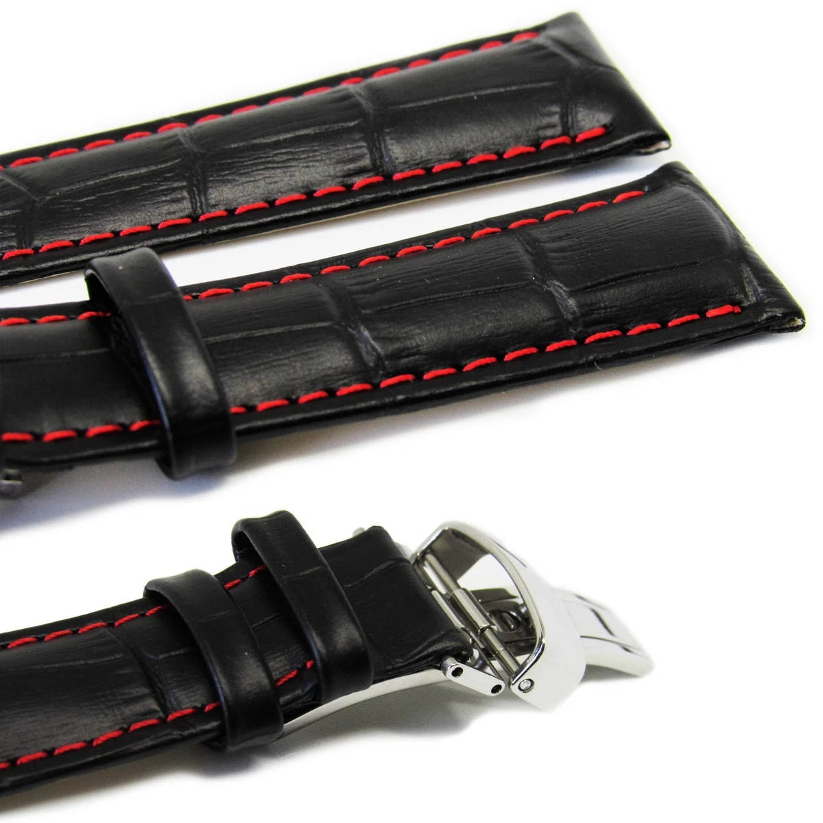 21mm Black Leather Watch Band Strap Made For MIDO Commander